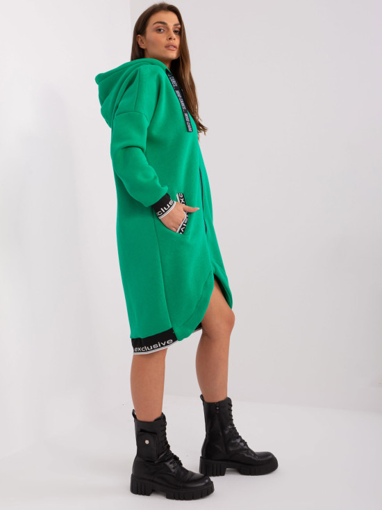 Green Long Zip-Up Hoodie