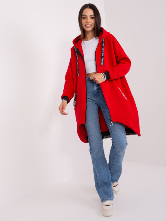 Red Long Zip-Up Hoodie