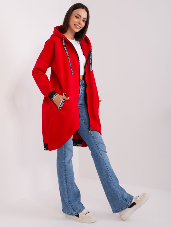 Red Long Zip-Up Hoodie