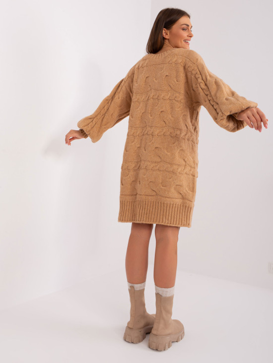 Camel Knitted Dress with Braids