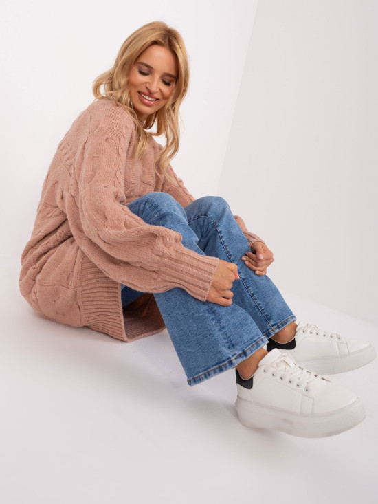 Pink Knitted Dress with Braids