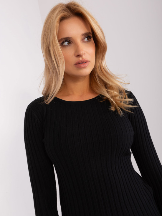 Black Classic Sweater with Viscose