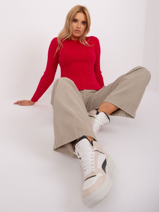 Red Classic Striped Sweater