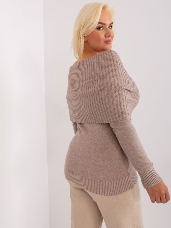 Beige Plus Size Women's Sweater with Viscose