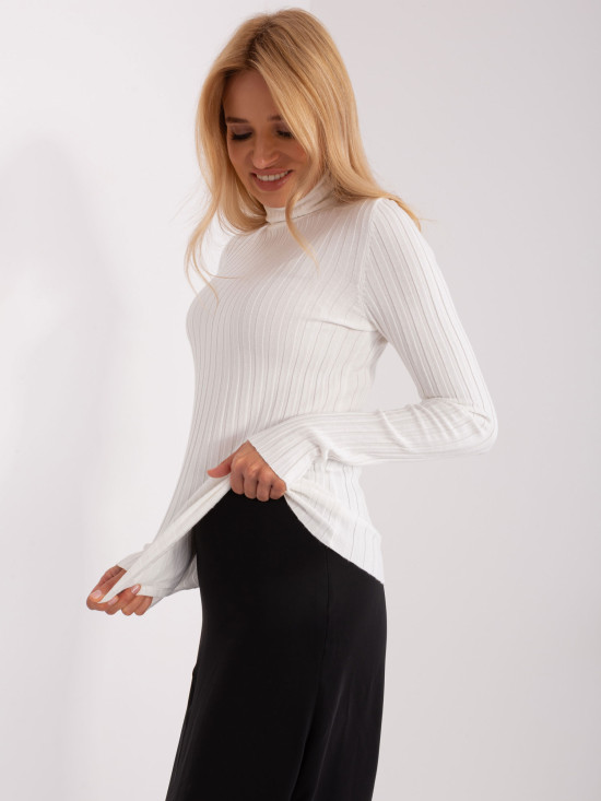 Ecru Fitted Sweater with Turtleneck