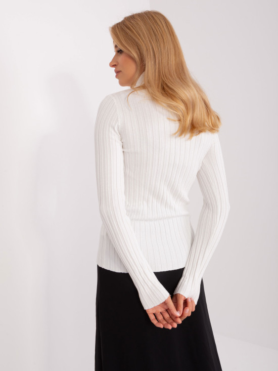 Ecru Fitted Sweater with Turtleneck