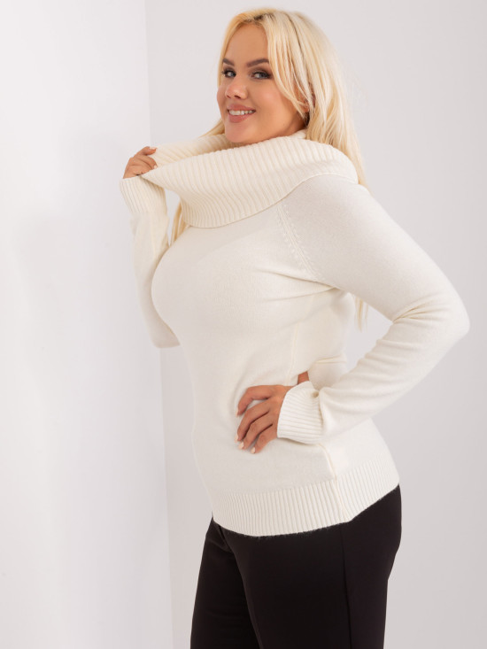 Cream Plus Size Sweater with Ribbed Cuffs