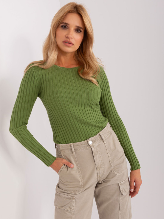 Khaki Classic Sweater with Round Neck