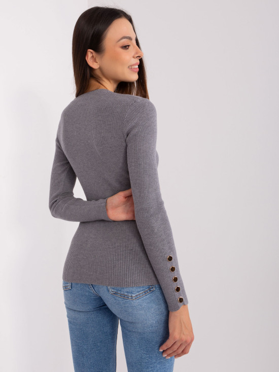 Elegant Dark Gray Fitted Sweater