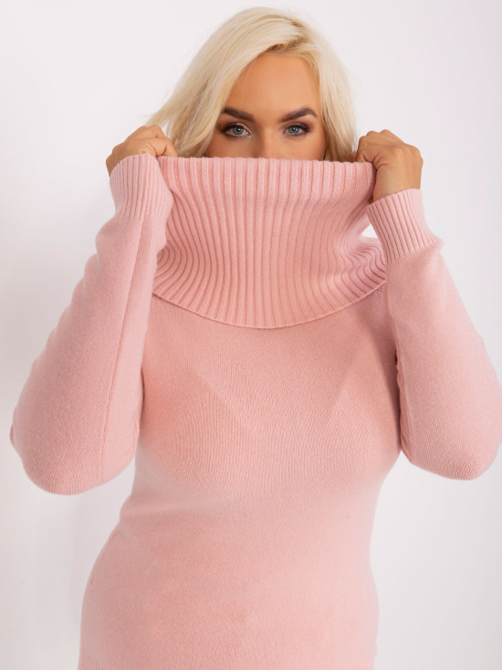 Light Pink Plus Size Sweater with Ribbed Cuffs