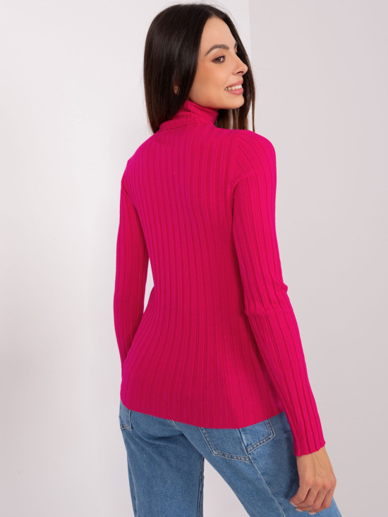 Fuchsia Ribbed Sweater with Turtleneck