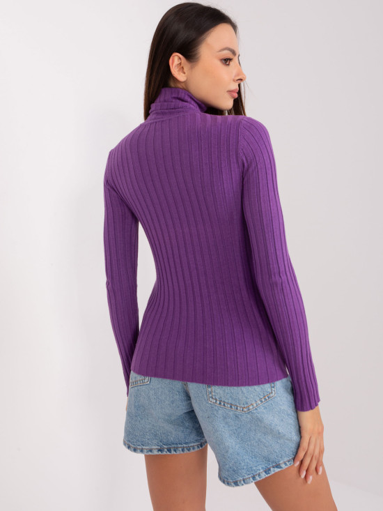Dark Purple Fitted Sweater with Turtleneck