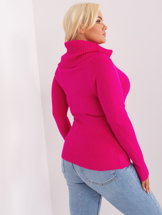 Fuchsia Women's Sweater with Flowing Turtleneck