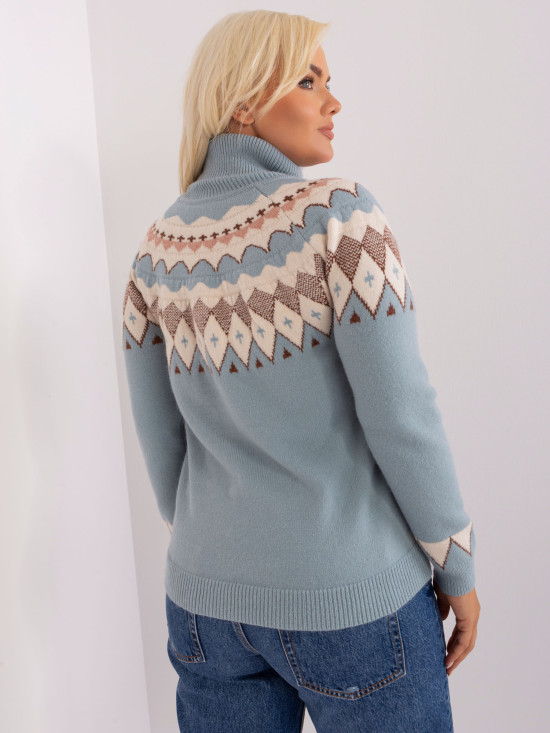 Mint Green Plus Size Women's Sweater with Turtleneck