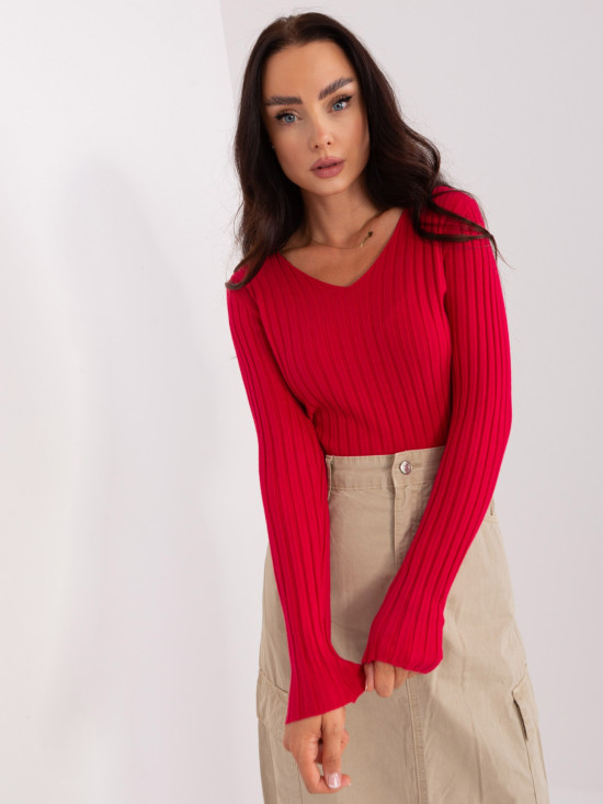 Classic Red Sweater with Stripes