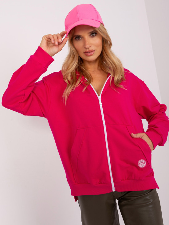 Pink Loose Zip-Up Hoodie