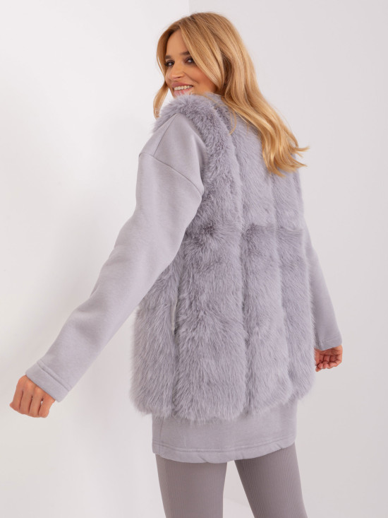 Gray Fur Vest with Lining