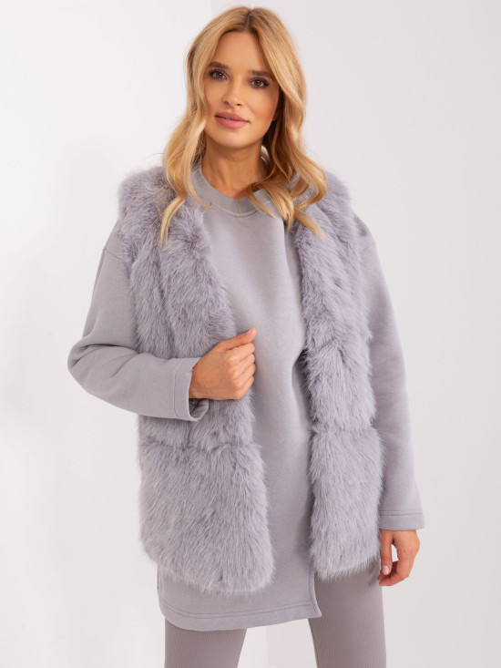 Gray Fur Vest with Lining