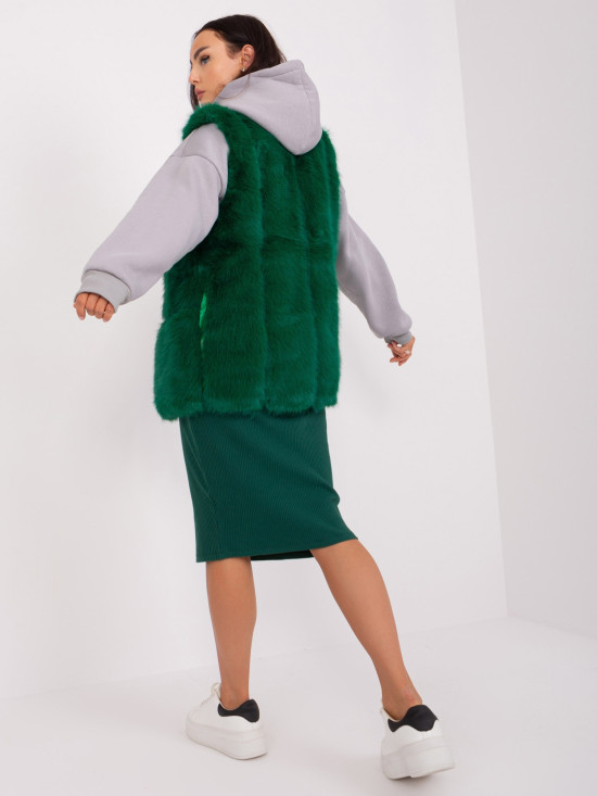 Dark Green Women's Fur Vest