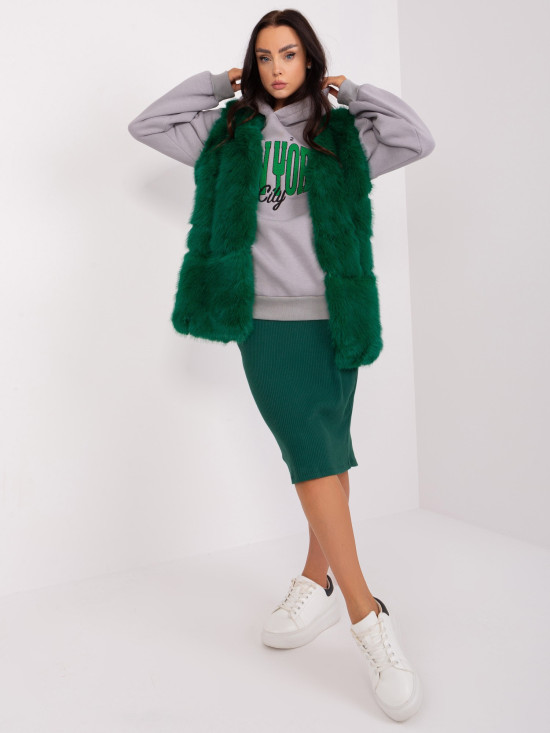 Dark Green Women's Fur Vest