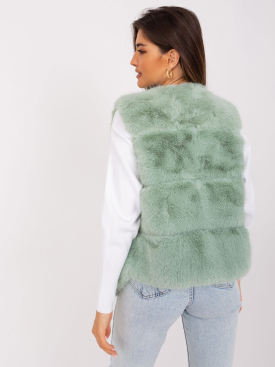 Pistachio Asymmetrical Fur Vest