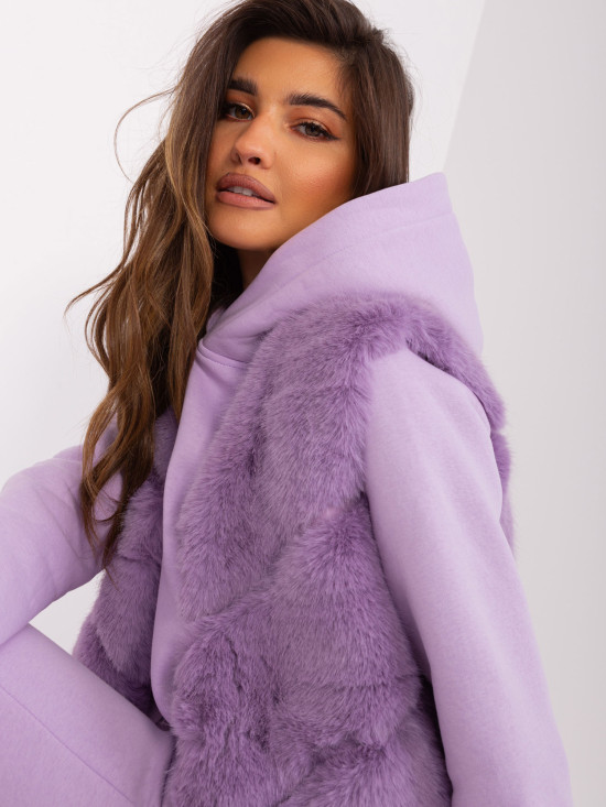 Light Purple Women's Faux Fur Vest