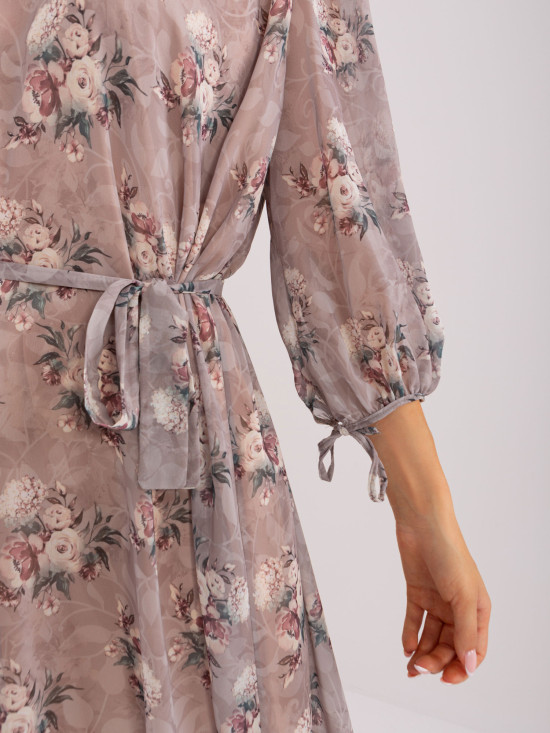 Beige Loose Floral Dress