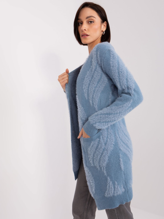 Blue Women's Cardigan with Pattern