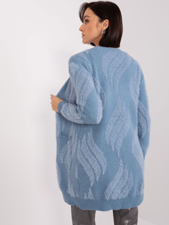 Blue Women's Cardigan with Pattern