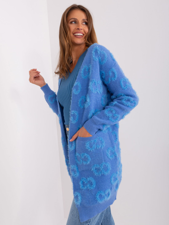 Blue Soft Cardigan with Pattern