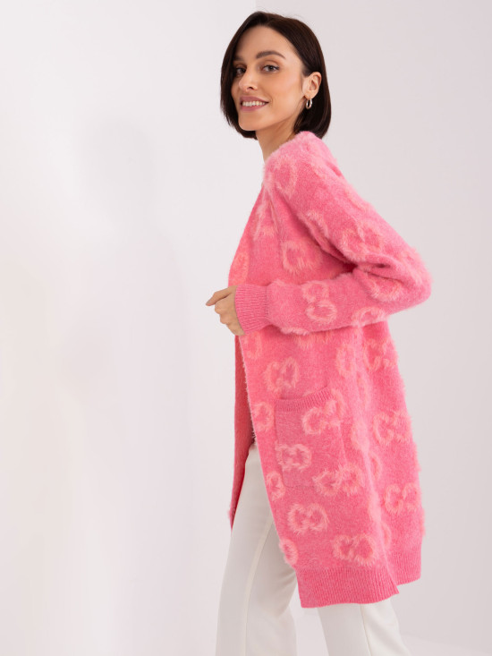Pink Women's Cardigan with Pattern