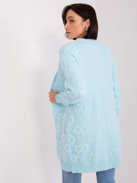 Light Blue Cardigan with Ribbed Cuffs