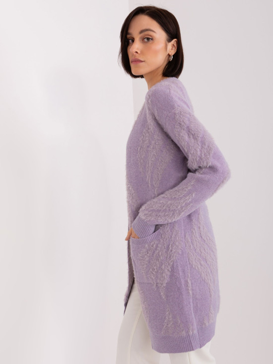 Light Purple Women's Cardigan with Pattern