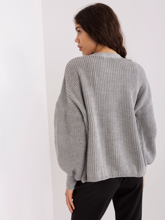 Gray Knitted Set with Wool