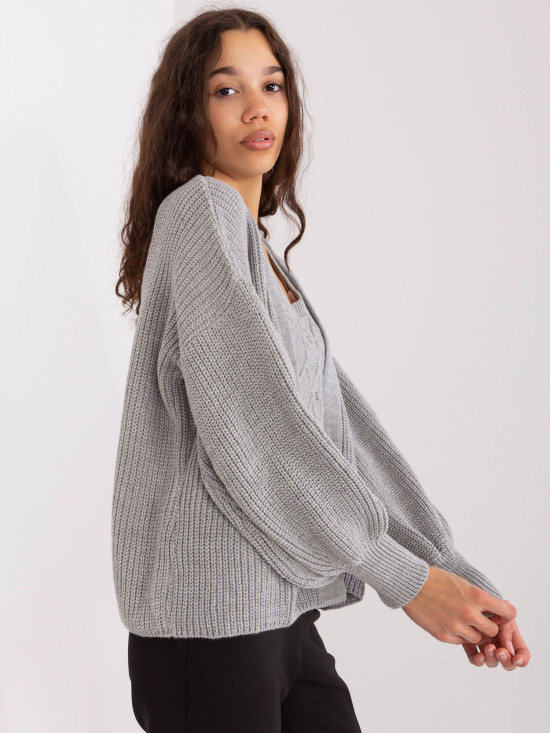 Gray Knitted Set with Wool