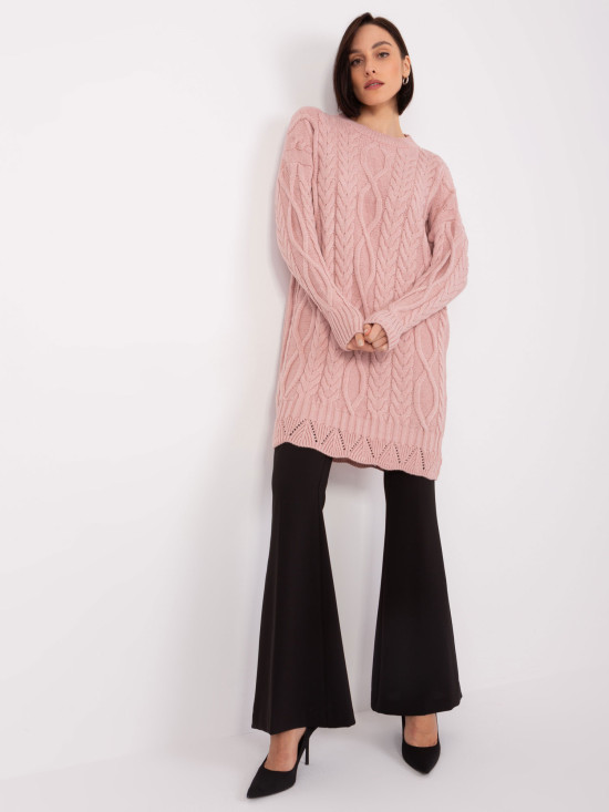 Light Pink Knitted Dress with Long Sleeves