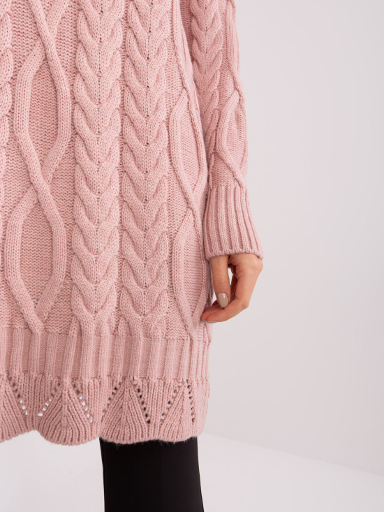 Light Pink Knitted Dress with Long Sleeves