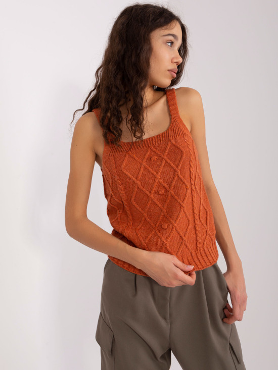 Dark Orange Set with Puff Sleeves