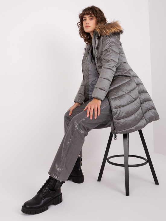 Dark Gray Winter Quilted Jacket