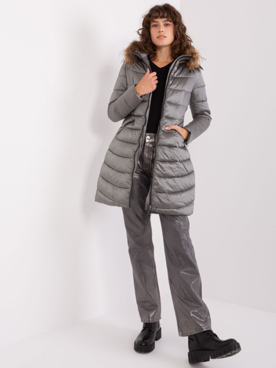 Dark Gray Winter Quilted Jacket