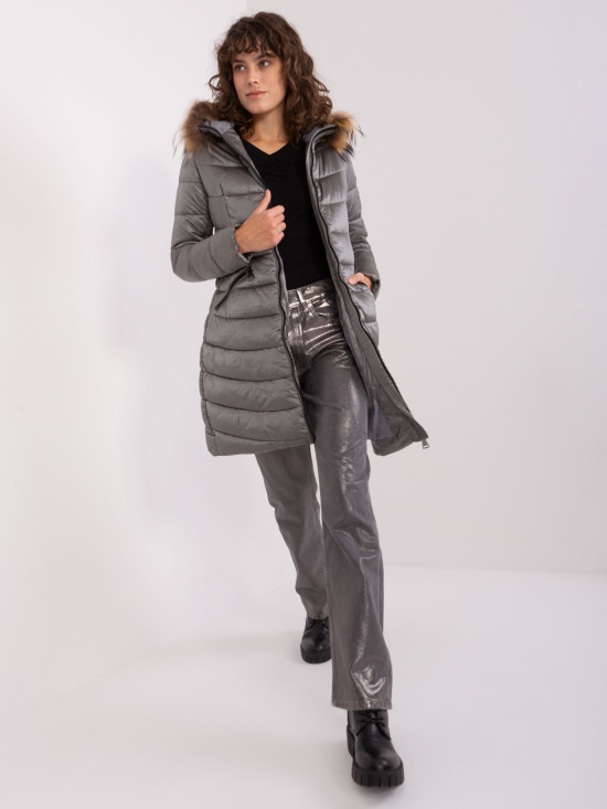 Dark Gray Winter Quilted Jacket