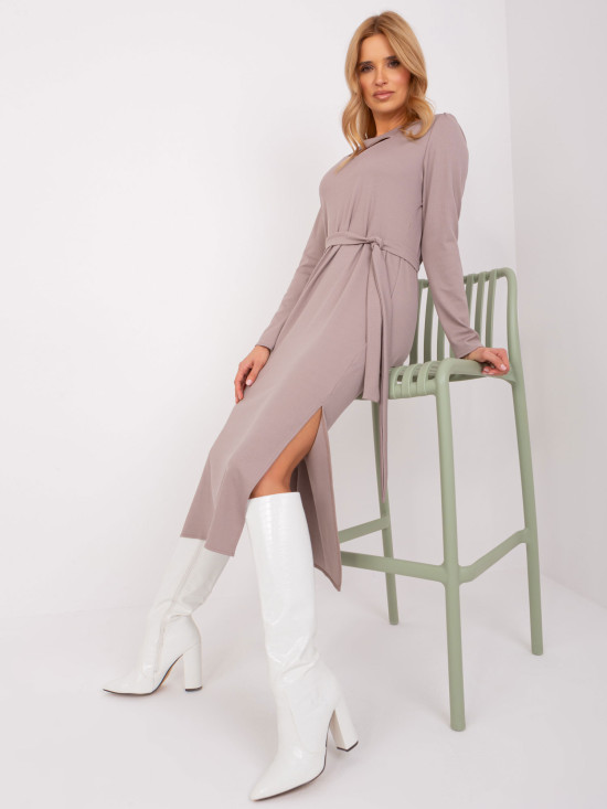 Beige Cocktail Dress with Slits