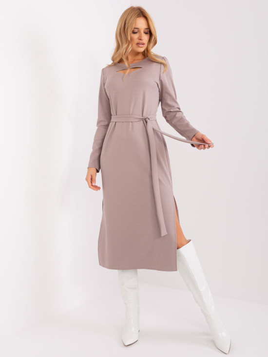 Beige Cocktail Dress with Slits