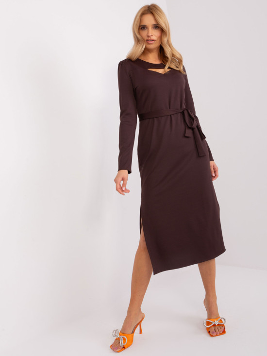 Dark Brown Cocktail Dress with Belt
