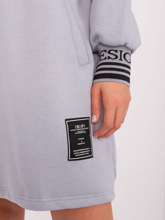Gray Sweat Dress with Drawstrings