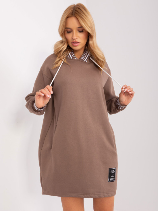 Brown Women's Sweat Dress with Lining