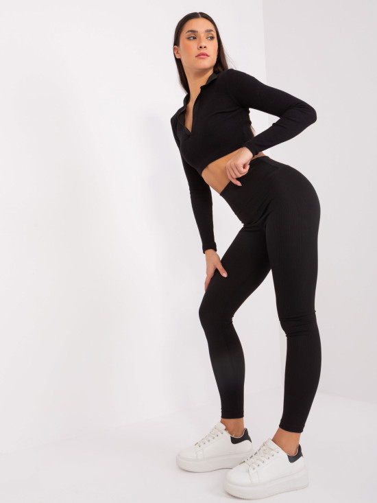 Black Sport Leggings with Stripes