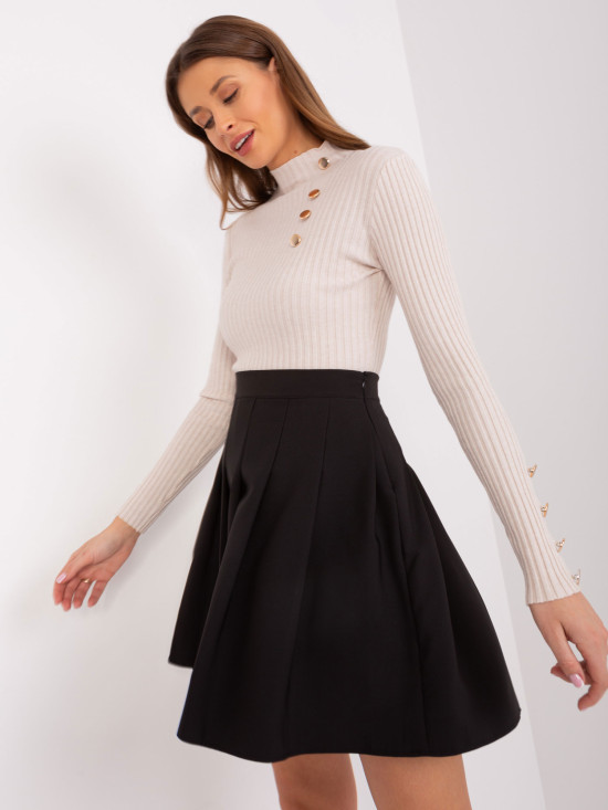 Elegant Black Flared Skirt
