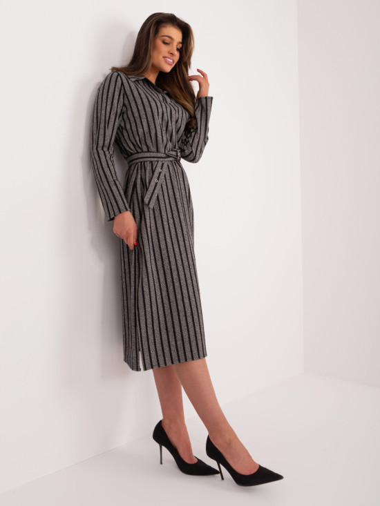 Elegant Midi Dress with Stripes