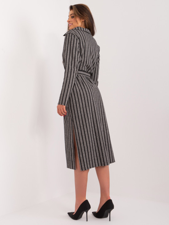 Elegant Midi Dress with Stripes